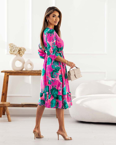 Royalfashion Ženska midi obleka z izvirnim vzorcem