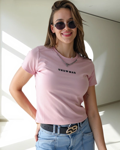 Royalfashion Ženski bombažni crop top z napisom