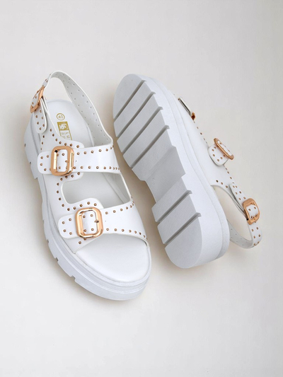 Royalfashion Sandalias de mujer con suela más gruesa y pedrería Rocky Chic