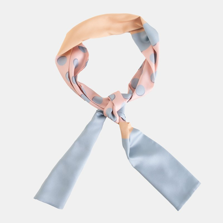 Royalfashion Niebiesko-pomarańczowa apaszka damska w groszki