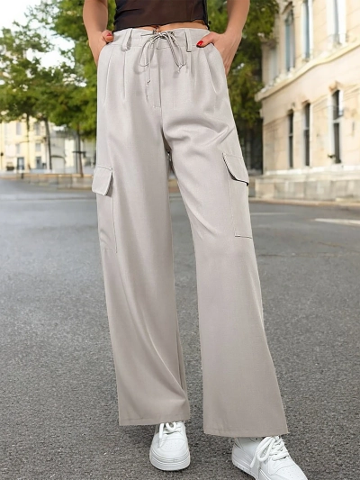 Royalfashion Ženske široke hlače z žepi