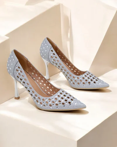 Royalfashion Ženski perforirani stiletto paščki Ecatte