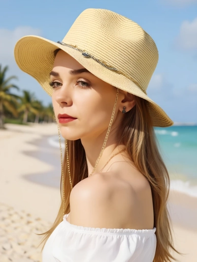 Royalfashion Ženski slamnati klobuk Golden Halo