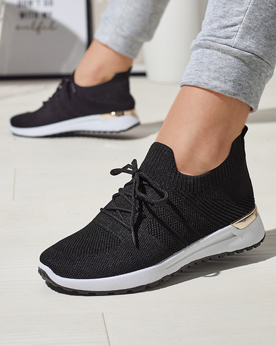 Royalfashion Tkaninowe czarne sportowe buty damskie Ferroni