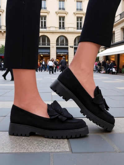 Royalfashion ekološki nobučeni ženski mokasini s cvijetom Floverse