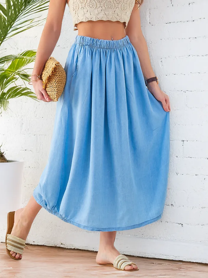 Royalfashion Ženska midi krila, ki spominjajo na denim