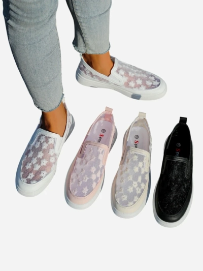 Royalfashion Ženske mrežaste loferice s cvetovi Emzos