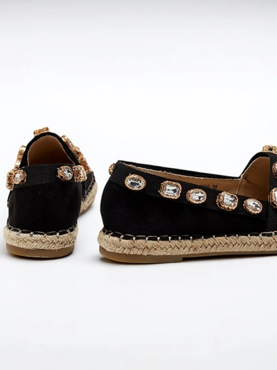 Royalfashion Czarne damskie espadryle z kryształkami Wamba