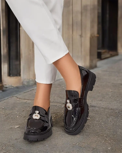 Royalfashion Ženski lakirani mokasini Bemies