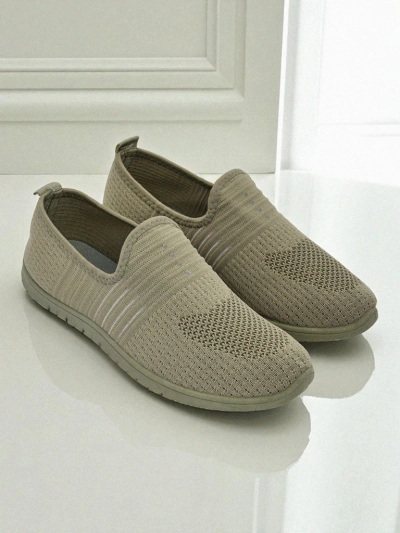 Ženski natikači Hypatia Verde iz blaga z ravnim podplatom