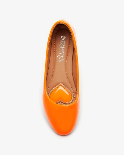 Royalfashion Neonowe pomarańczowe damskie lakierowane baleriny Fama