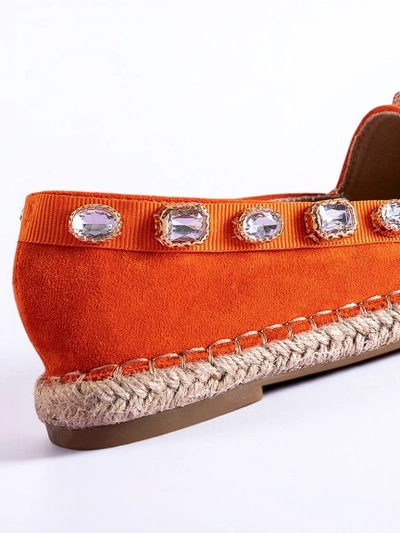 Royalfashion Pomarańczowe damskie espadryle z kryształkami Wamba