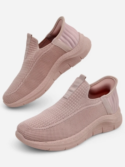 Ženske superge Apollo Rosa – roza slip-on čevlji iz tkanine na ravnem podplatu