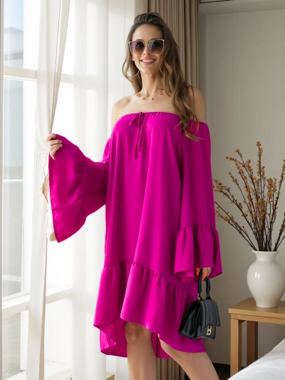 Royalfashion Ženska obleka a'la španska z naborki oversized