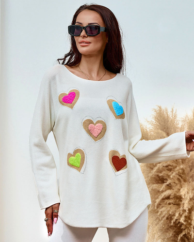 Royalfashion Tanek ženski pulover s srčki