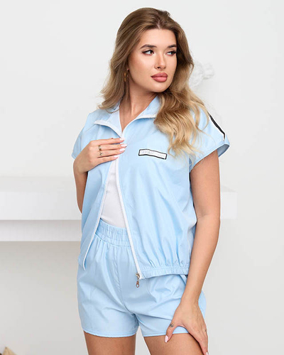 Royalfashion Damski niebieski sportowy komplet dresowy rozpinany