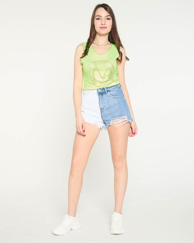 Royalfashion Neonowy zielony top z printem