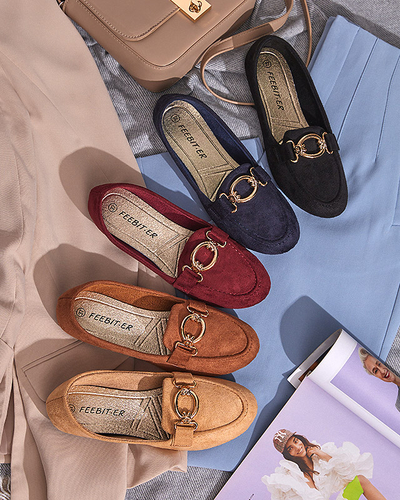 Royalfashion Eko-zamszowe mokasyny w kolorze bordowym Brussi