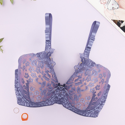 Royalfashion Biustonosz różowy z fioletowo-niebieską koronką