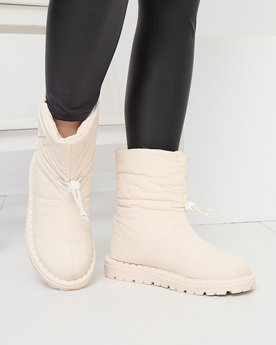 Royalfashion Damskie kremowe pikowane buty a'la śniegowce na płaskiej podeszwie Ferri