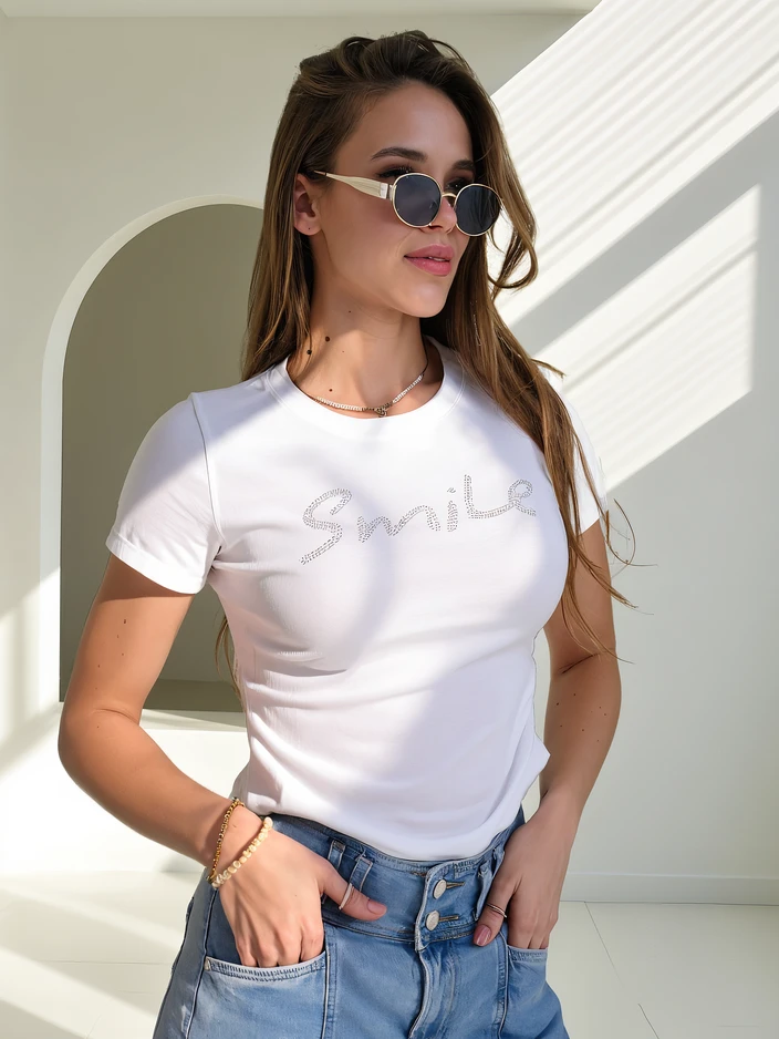 Royalfashion Ženski bombažni top s potiskom