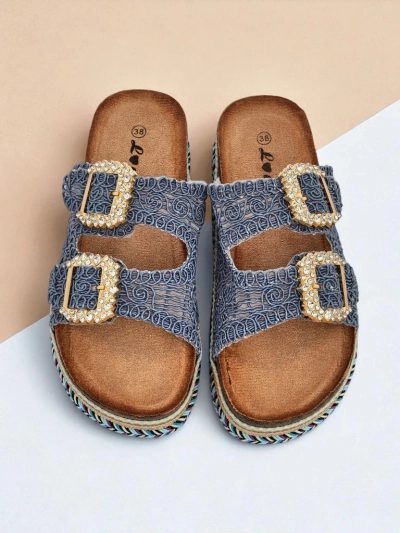 Royalfashion ženski sandali z bleščečimi zaponkami GlamCork