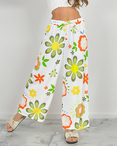 Royalfashion Ženske široke hlače s cvetličnim vzorcem