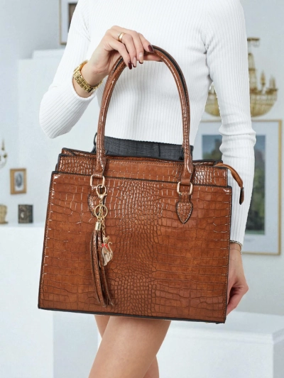 Ženska shopper torbica iz eko usnja z reliefom Seraphyne