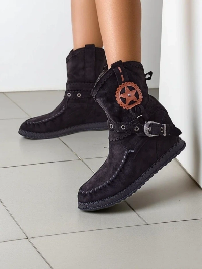 Royalfashion Ženske gležnjarje na nizki wedge Indianas