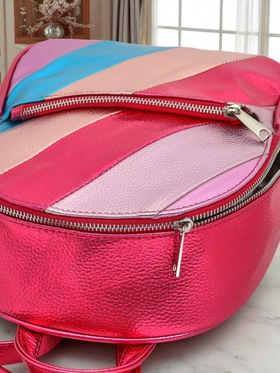 Royalfashion Ženski nahrbtnik iz eko usnja z kovinskimi črtami Metallic Stripes
