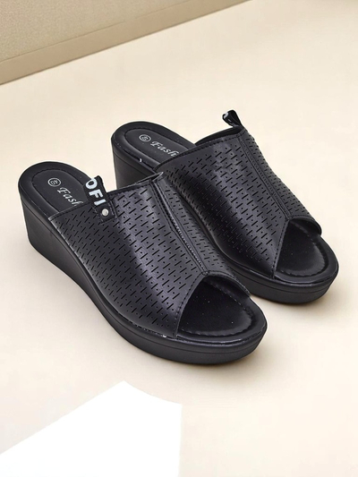 Royalfashion Ženski natikači s peto Luna Wedge