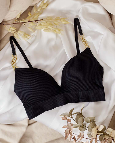 Royalfashion Ženski rebrasti modrček z okrasnimi naramnicami