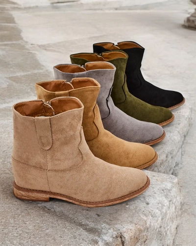 Royalfashion smeđe čizme do gležnja s kaubojskim stilom na pokrivenoj peti Patorias