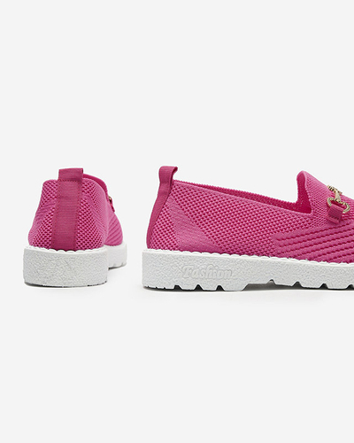 Royalfashion Fuksjowe damskie tenisówki slip on ze złotą ozdobą Enelida