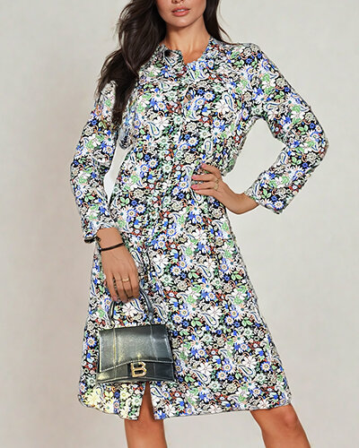 Royalfashion Ženska midi vzorčasta obleka