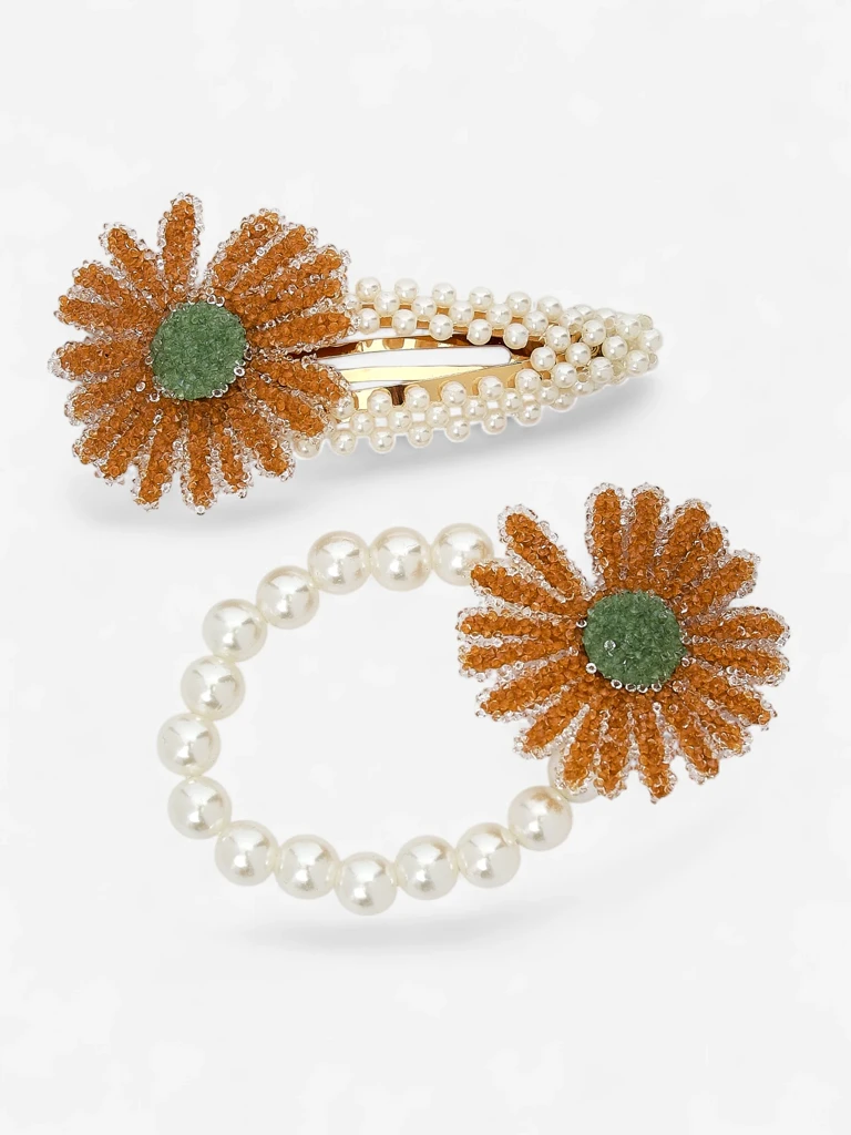 Royalfashion Komplet lasnic in elastik z rožo Flora Perla