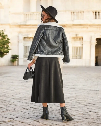 Royalfashion Ženska midi krilo od semiša