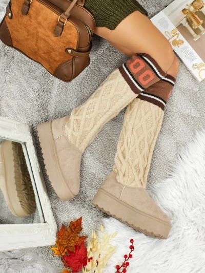 Visoki ženski škornji a la sneg z zgornjim delom Anane