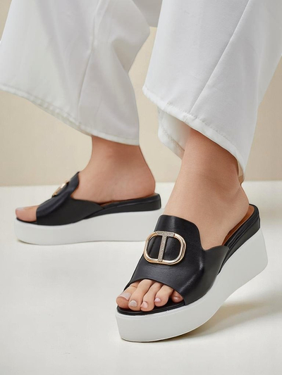 Royalfashion ženski natikači z visokim klinastim podplatom Daffin