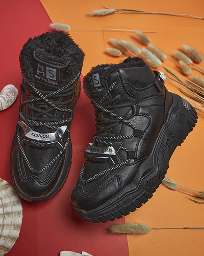 Royalfashion Czarne sneakersy z ociepleniem Pommie