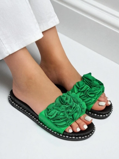 Royalfashion Ženske natikače z ravnim podplatom Flora Verde
