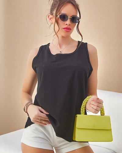 Royalfashion Ženski bombažni majica s tankimi naramnicami z čipkastim hrbtom