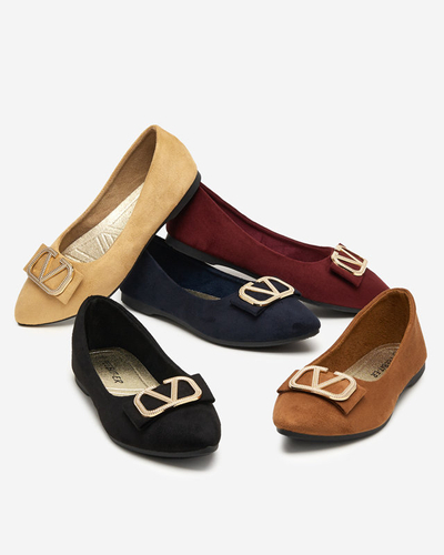 OUTLET Damskie beżowe baleriny z ozdobą na nosku Cavo - Obuwie