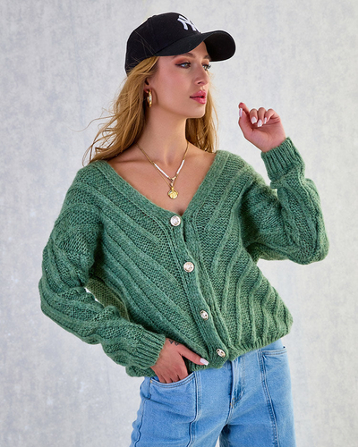 Royalfashion Ženski pleteni pulover z gumbi