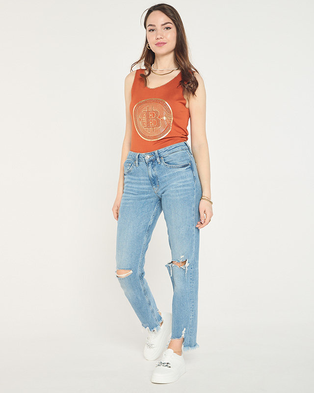 Royalfashion Damski top w kolorze camelowym