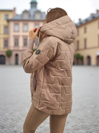 Ženska prešita jakna s kapuco in manšetami na rokavih Raven Peak