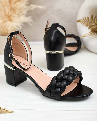 Royalfashion Czarne sandały damskie na słupku Marines