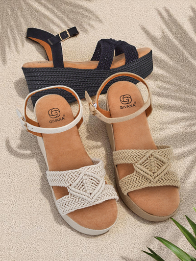 Royalfashion Ženski sandali z visoko peto, pleteni Sunny Day