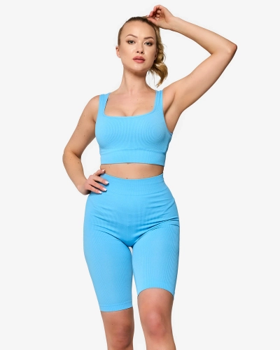 Royalfashion Niebieski damski komplet sportowy w prążki PLUS SIZE