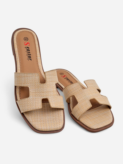 Ženski sandali bež Letizia udobni ravni ekološko usnje poletje